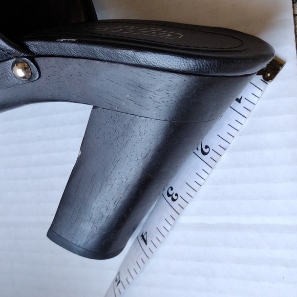 Coach Black Fabric and Leather Mules with Chunky Heel 9.5 - Picture 7 of 12